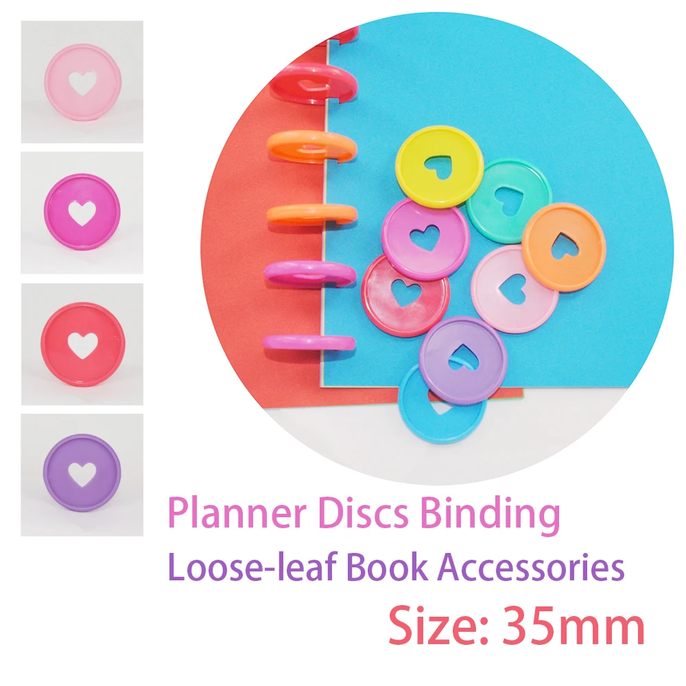 8pcs 35mm Candy Colors Mushroom Hole Binder Rings Notebook Binding Discs Planner Disc Binder 360 Degree Foldable Office Supplies