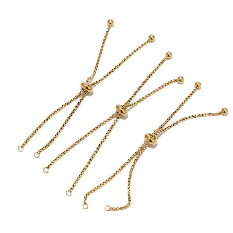 

5pcs Gold Plated Stainless Steel Adjustable Slider Extender Chains with 2 loops For DIY Jewelry Making Bracelets Connectors