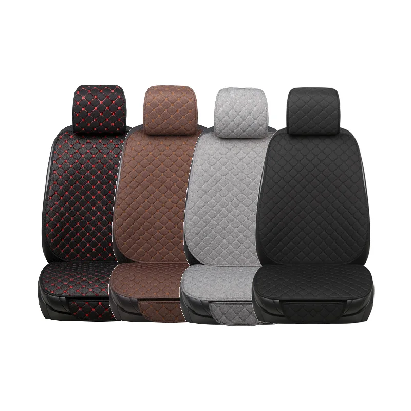 Flax Car Seat Cover Breathable Plus Size Auto Seat Cushion Protector Front Rear Back Seat Pad Mat With Backrest fit Car Suv Van