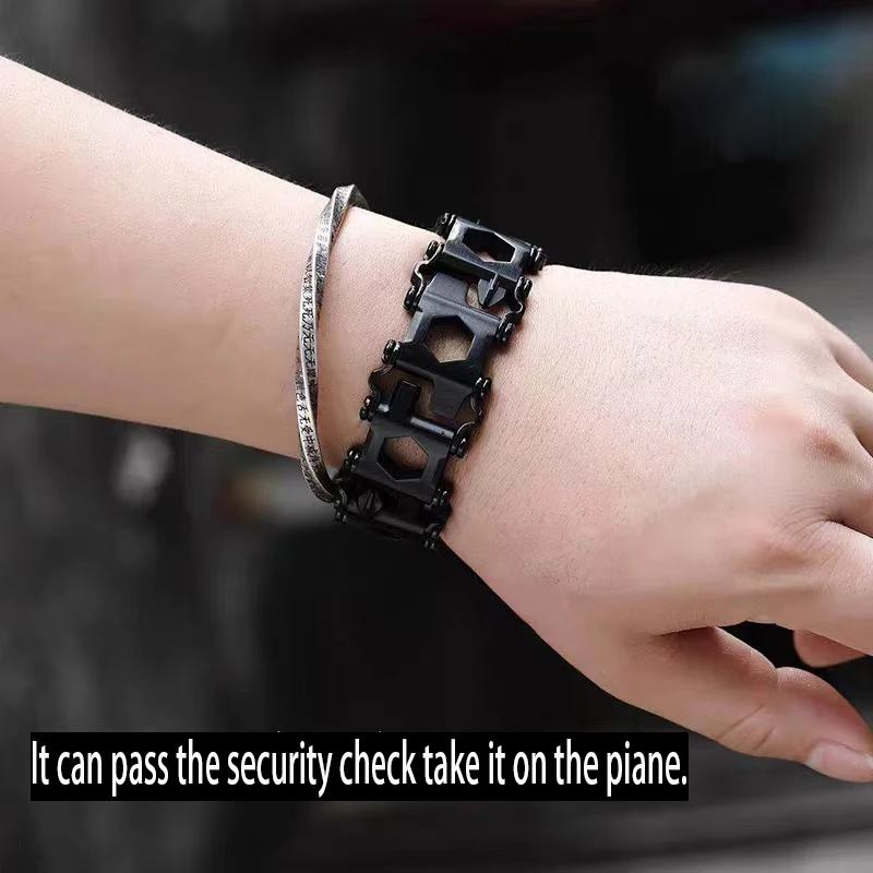 Wearable Tool Bracelet Outdoor Emergency Combination Multifunctional Stainless Steel Self-defense Watch Wristband Bolt Driver