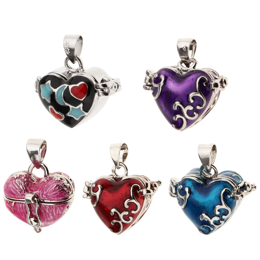 Enamel Color Memorial Pendant Cremation Urn Keepsake Lockable Heart Casket