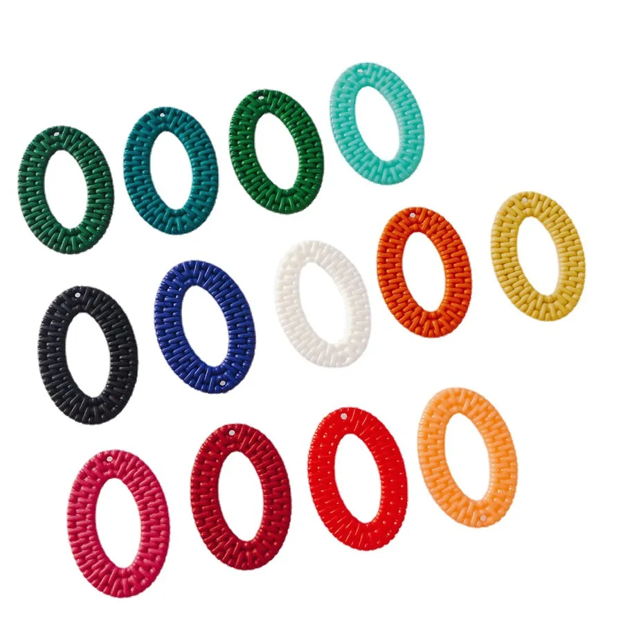 New 6pieces Candy Color Acrylic Rattan Weaving Shape Oval Charms Pendants for DIY Earring Jewelry Making Finding Accessories