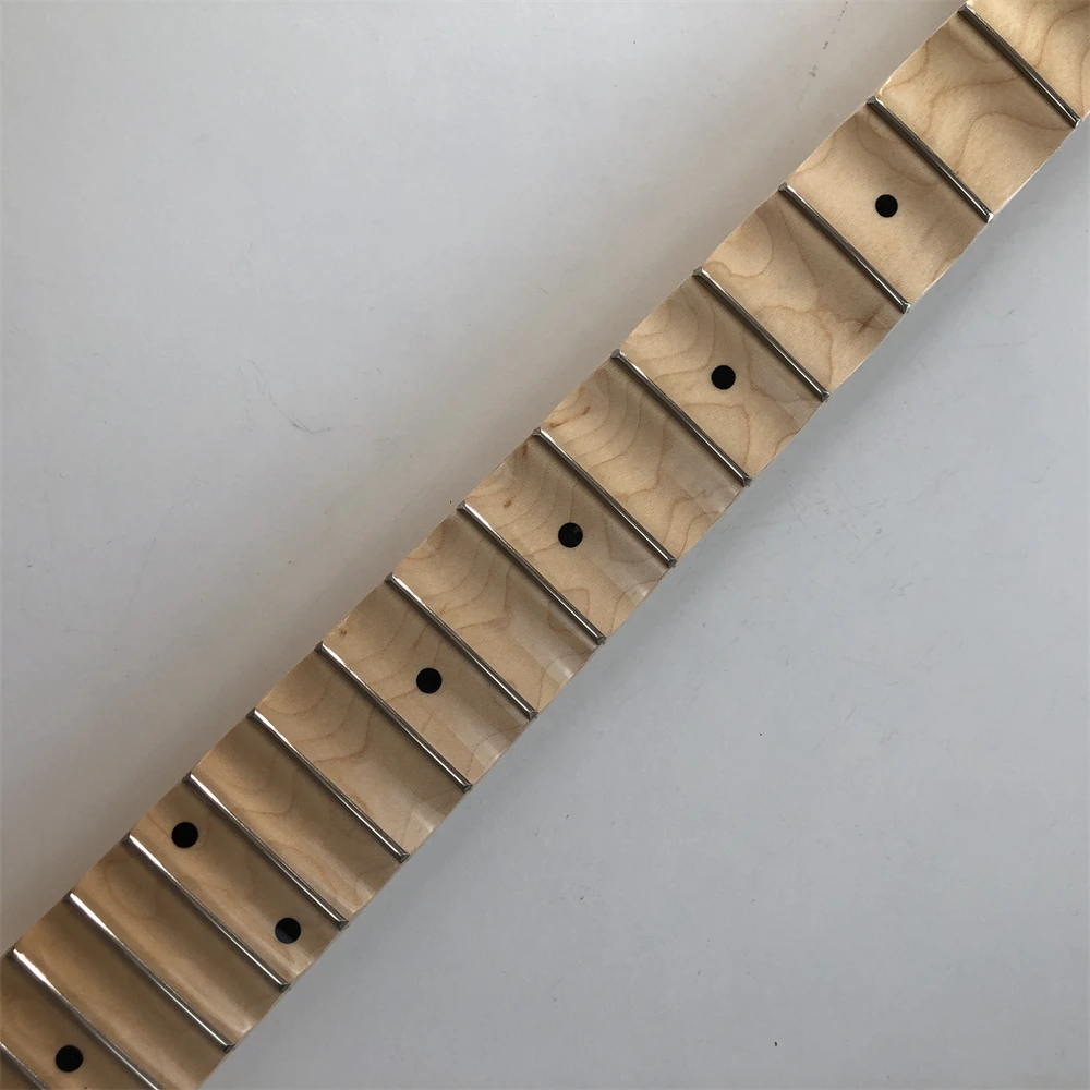 Full Scalloped Guitar Neck 22Fret 25.5inch Maple Fretboard Dot Inlay BIg Headstock Gloss Guitar Part Replacement DIY