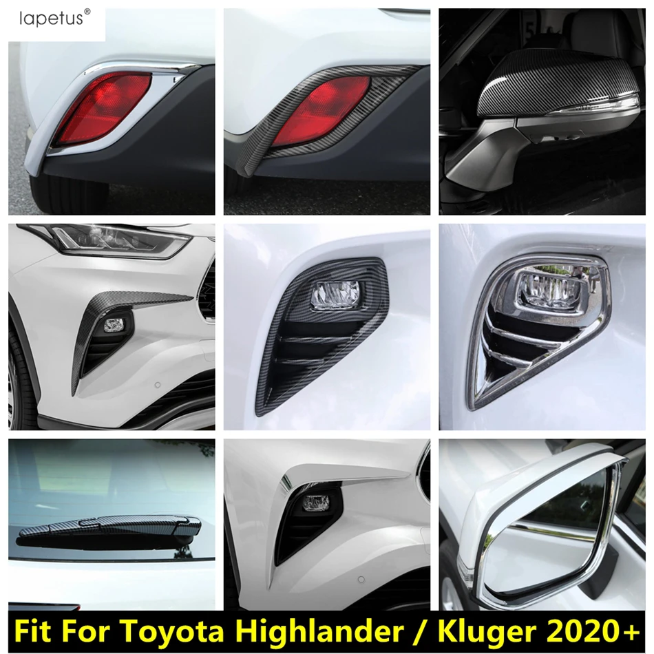 

Front Rear Fog Light Lamp Eyebrow Window Wiper Rearview Mirror Cover Trim For Toyota Highlander / Kluger 2020 - 2024 Accessories