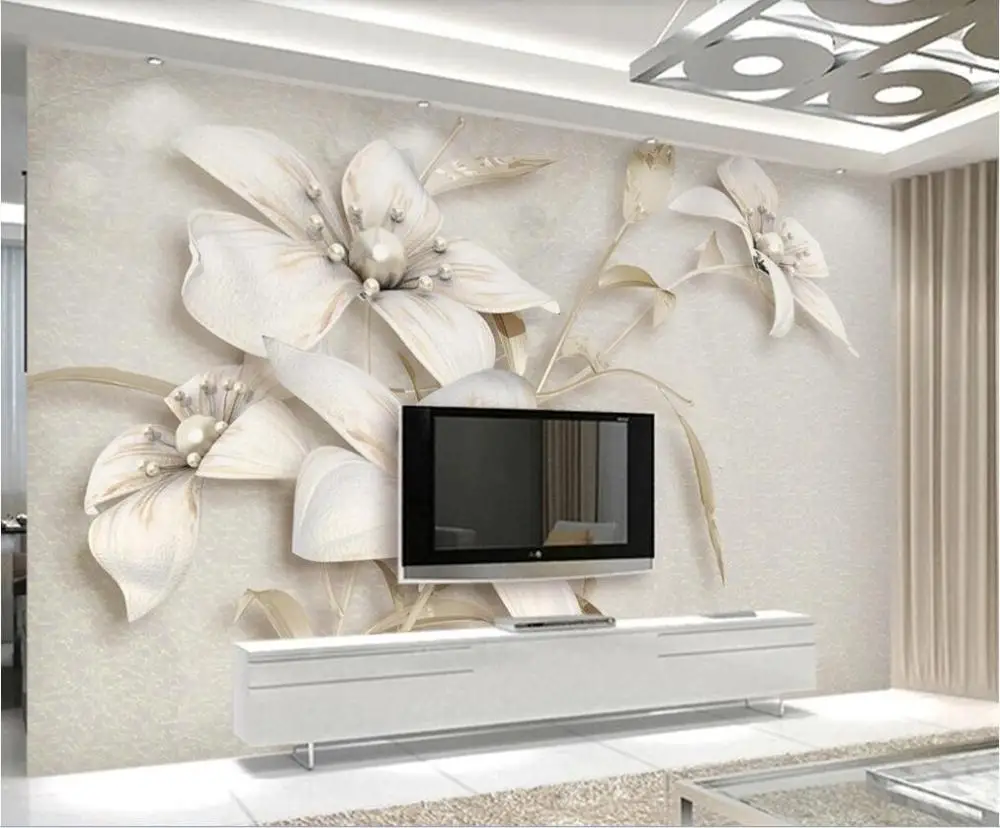 XUE SU Wall covering custom wallpaper mural atmospheric light luxury three-dimensional jewelry flower 3D TV sofa background wall