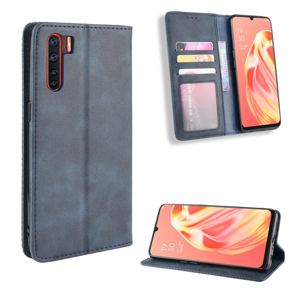 

Oppo F15 Case Oppo A91 Wallet Flip Style Imprint Skin Leather Phone Back Bag Cover For Oppo A91/F15 A 91 With Photo Frame