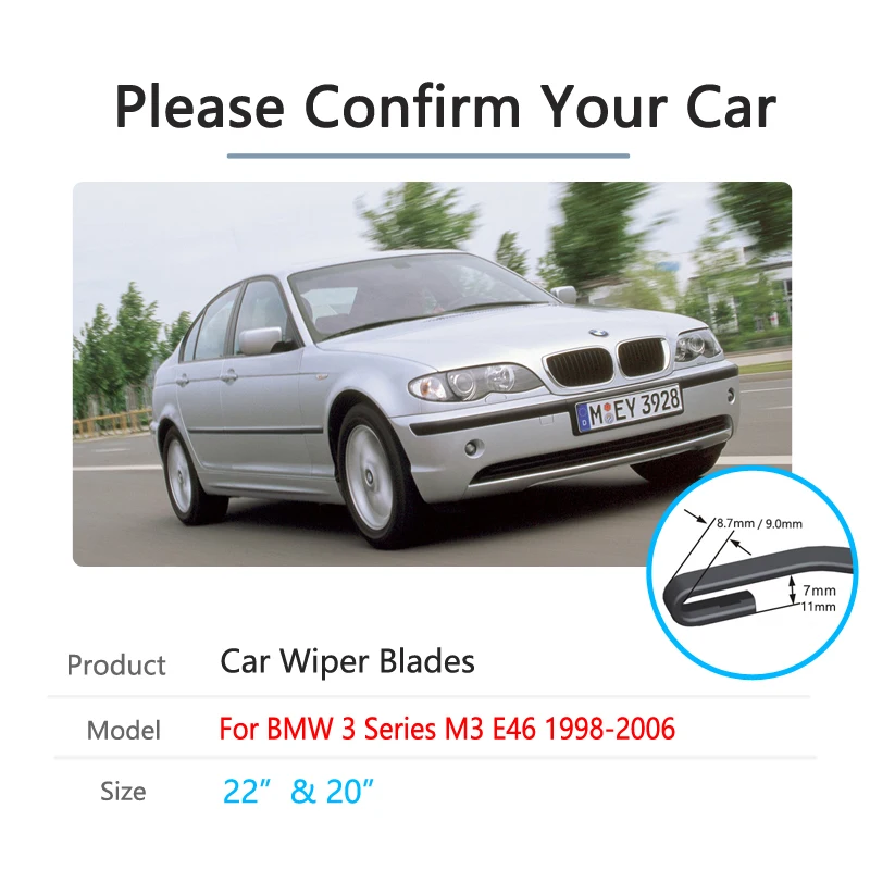 for BMW 3 Series M3 E46 1998~2006 1999 2000 2001 2002 2003 2004 2005 Front Windscreen Wipers Car Wiper Blade Car Accessories