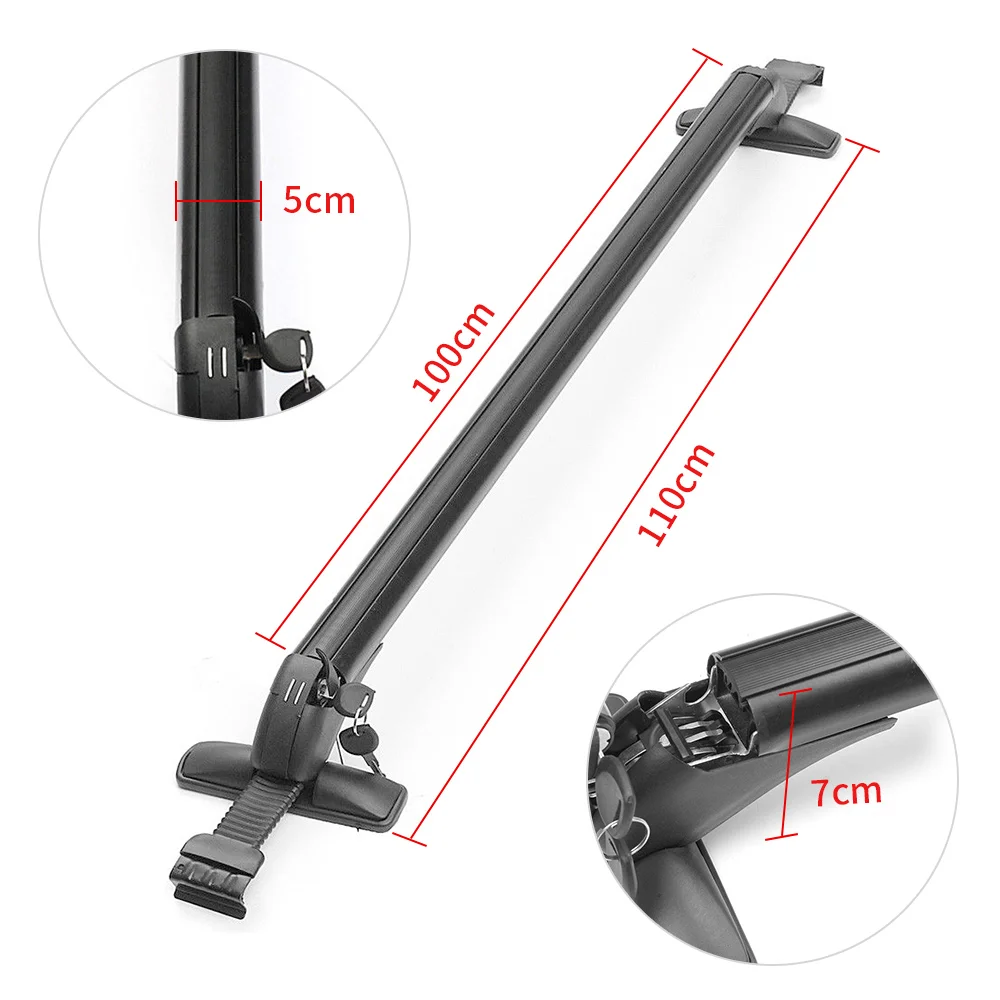 2 шт. универсальный черный автомобильный багажник на крышу, алюминиевый багажник с замком, автомобильная стойка