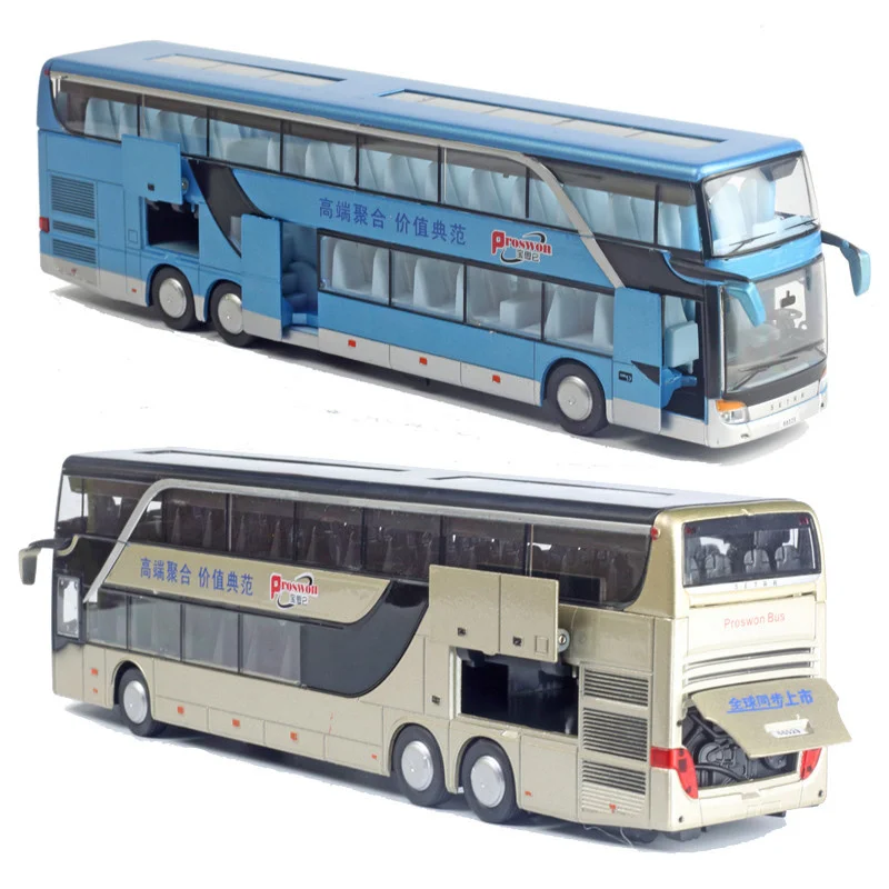 Hot Sale High quality 1:32 alloy pull back bus model,high imitation Double sightseeing bus,flash toy vehicle,free shipping