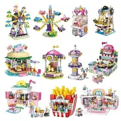 LOZ Blocks Amusement Park Building Bricks Hamburger Chips Pisa Store Game Machine Model Corsair Kids Toys for Children 1727