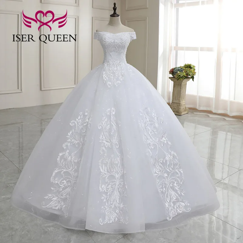 Vestido de Boda de Princesa con cuentas hermosas personalizado, vestidos de novia bordados de calidad de talla grande, vestido de baile para mujer WX0184