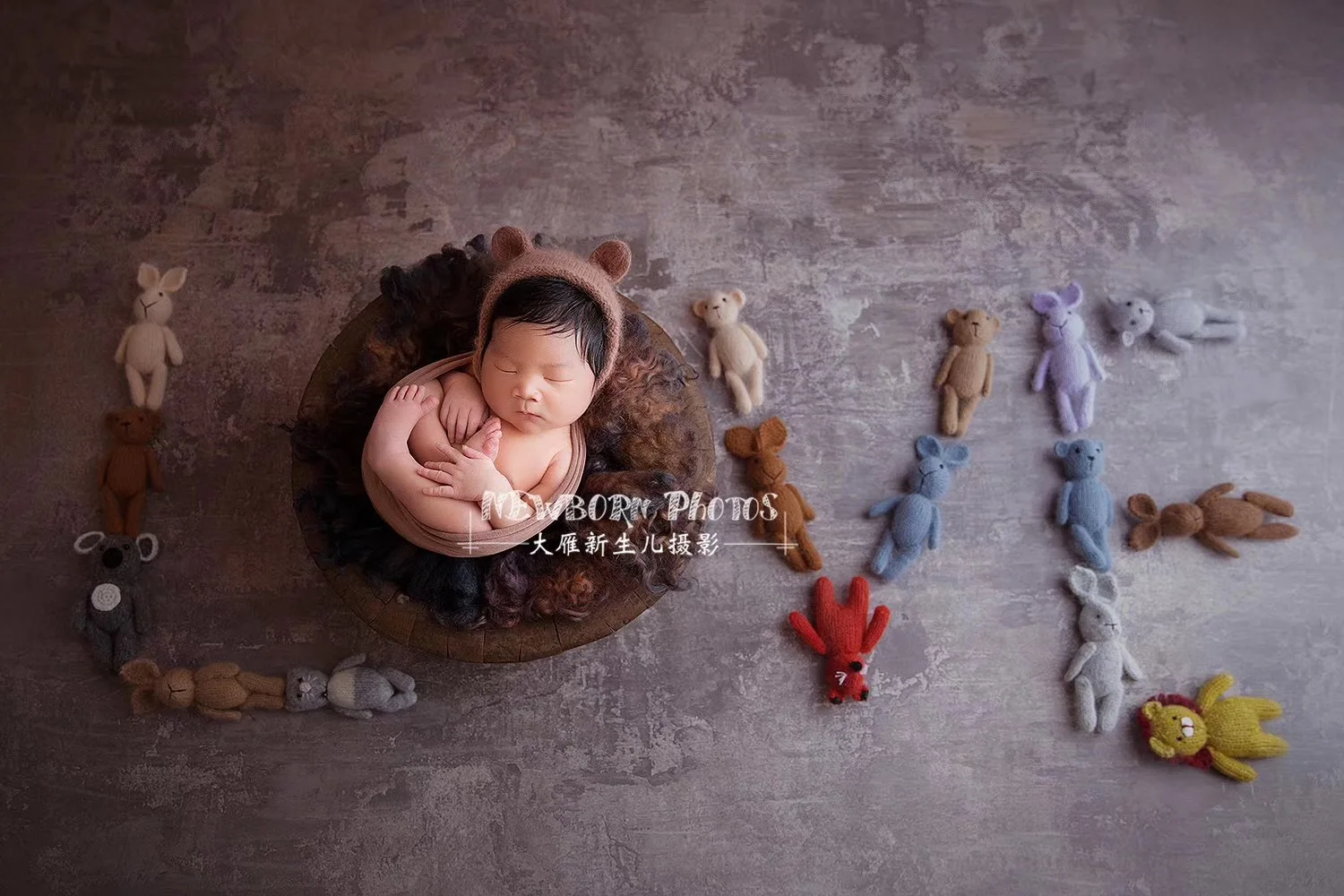 Handgemachte Puppen Gestrickte Kaninchen Bär Neugeborenen Fotografie Requisiten Baby Fotografie Studio Zubehör