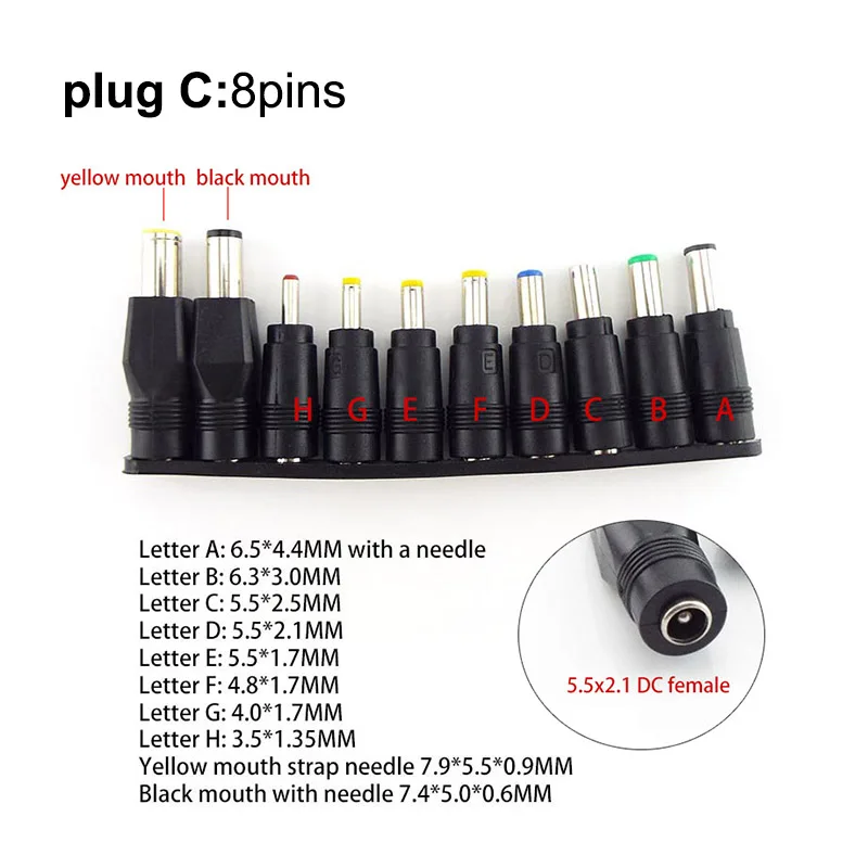 Universal 5,5mm x 2,1mm DC buchse auf stecker AC Power Stecker Versorgung Adapter Tipps Stecker Kits für Lenovo Thinkpad Laptop Jack Sets