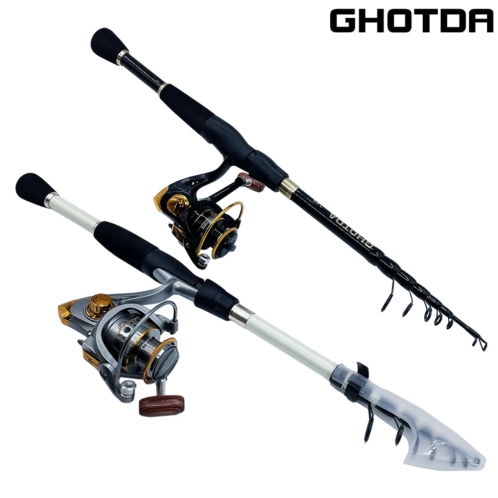 Ghotda 1.6-2.4M Telescopic Lure Rod With  Spining Reel combination High Speed Reel DC1000/2000/3000/4000Series