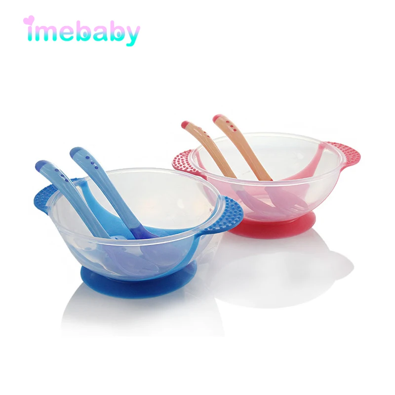 

3Pcs / set Baby Dishes Plate On The Sucker Children's Bowls Baby Feeding Bowl Spoon Set Plate For Children