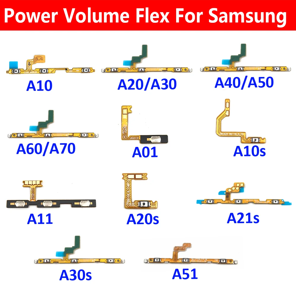 Power On Off Volume Side Button Key Flex Cable For Samsung A10 A20 A30 A50 A70 A01 A11 A10s A21s A20s A30s A51 A31 A50s