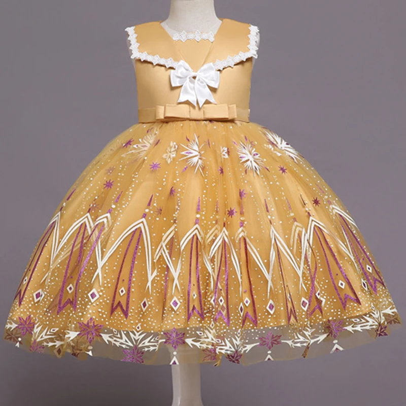 Sequin Satin Girls Dress Flare Sleeve Christmas Dress For Girls Pageant Tulle Kids Dresses For Girls Princess Dress Party Dress