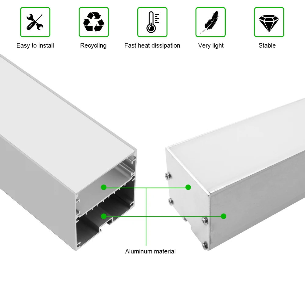 5 Pack 1M (3.3FT) H5050mm  LED Aluminum Channel Kit Pendant Mounting for Suspension Mounting Linear Office Lighting System