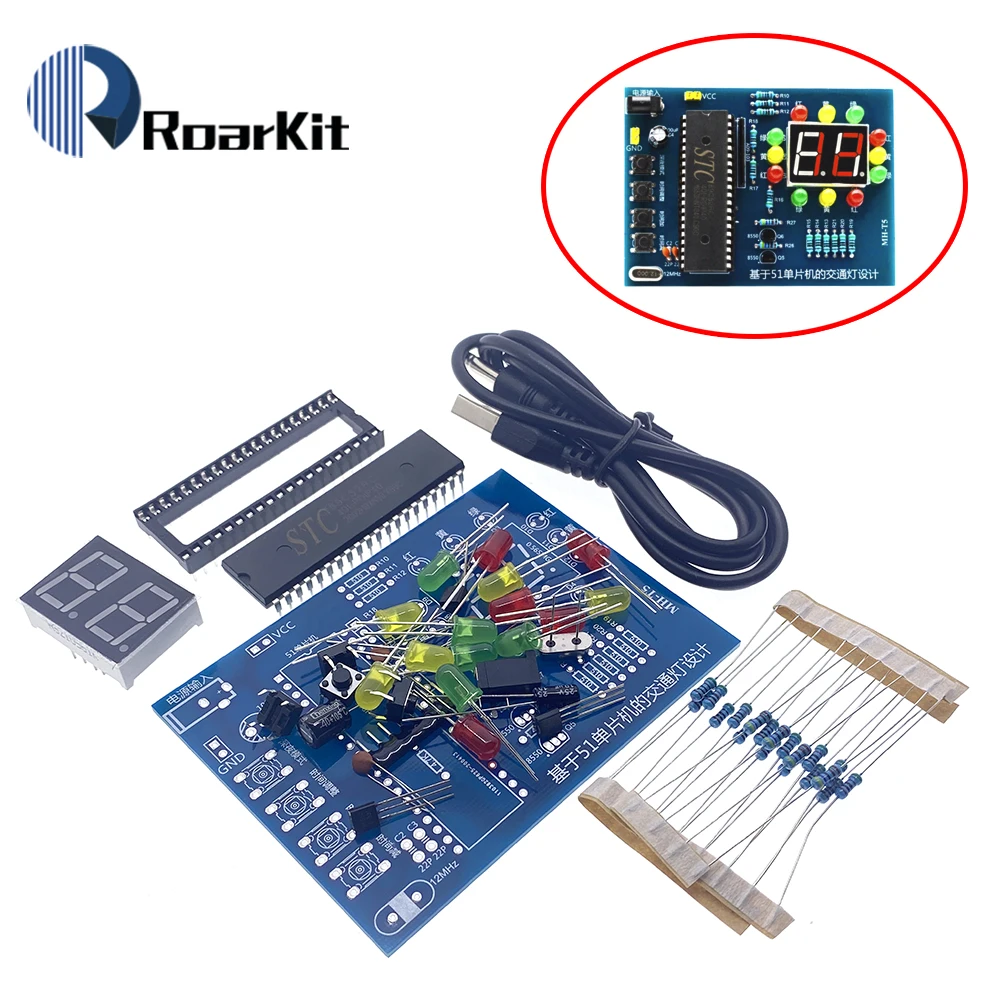 MHT5 Traffic Light Controller Electronic DIY Kit Electromechanical Skills Training Contest STC89C52 51 Single-Chip Microcomputer