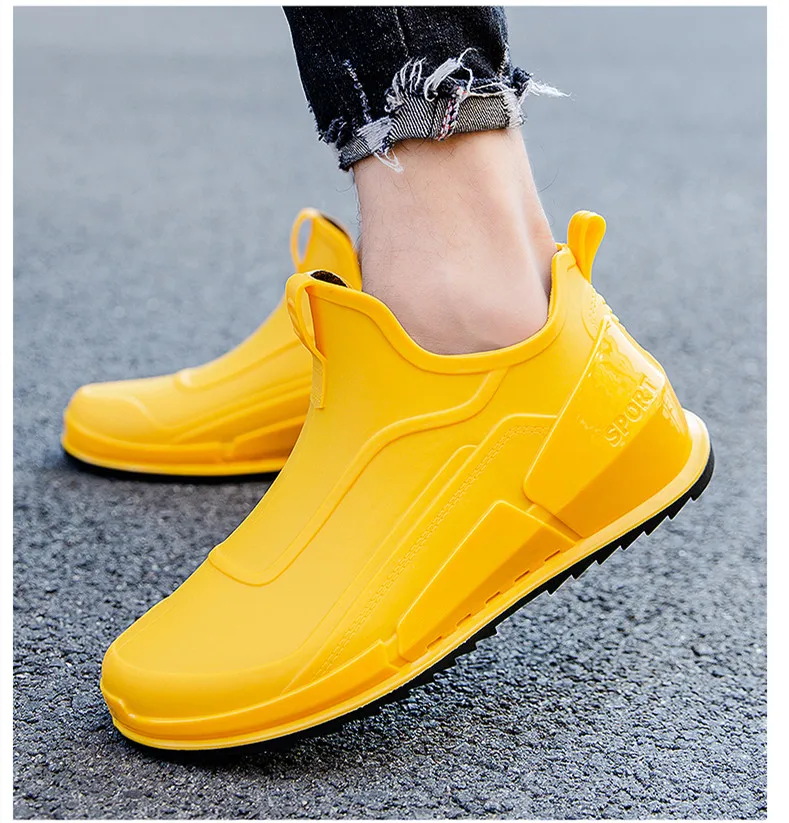 Männer Ankle Regen Stiefel 2022 Frühling Herbst Nicht-slip Sicherheit Arbeit Wasser Stiefel Mann Slip-on Wasserdicht Angeln schuhe Rain