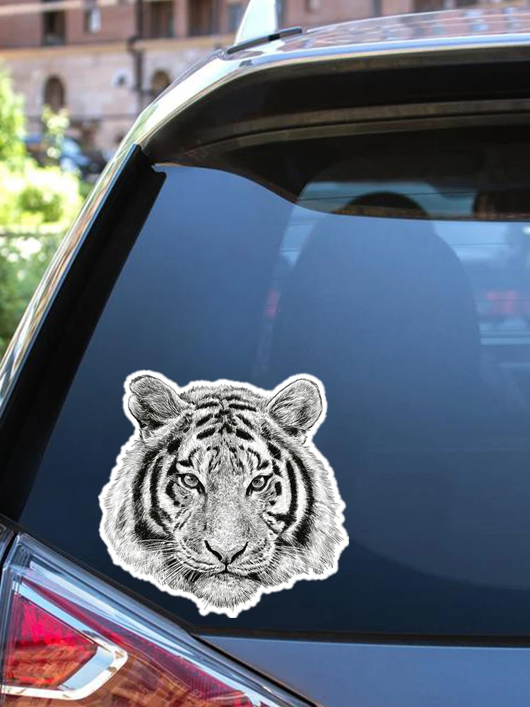 S41164# Various Sizes Funny Self-adhesive Decal White Tiger Head Car Sticker Waterproof Auto Decors on Bumper Rear Window