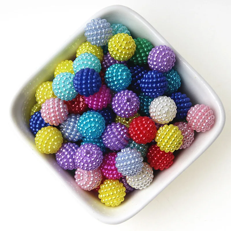 100pcs/pack 10mm Mixed Colors Bayberry Acrylic Beads Imitation Pearl Beads Fit Europe Beads For Jewelry Making DIY Accessories