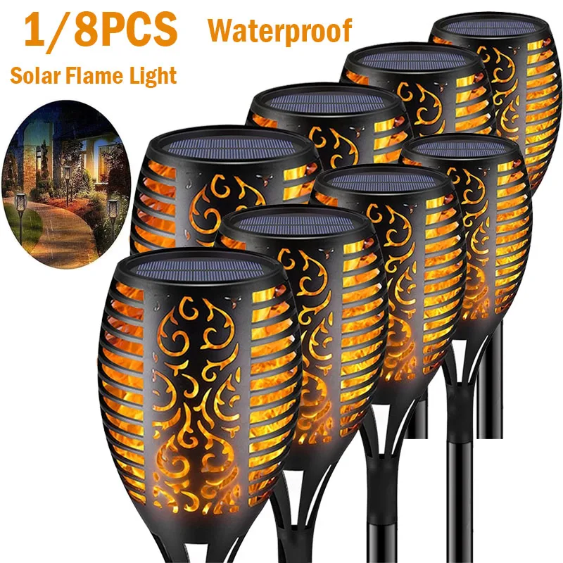 

1/8PCS Solar Led Light Flickering Dancing Flame Torch Lighting Waterproof Lamp Outdoor For Garden Decoration Landscape Lawn Path