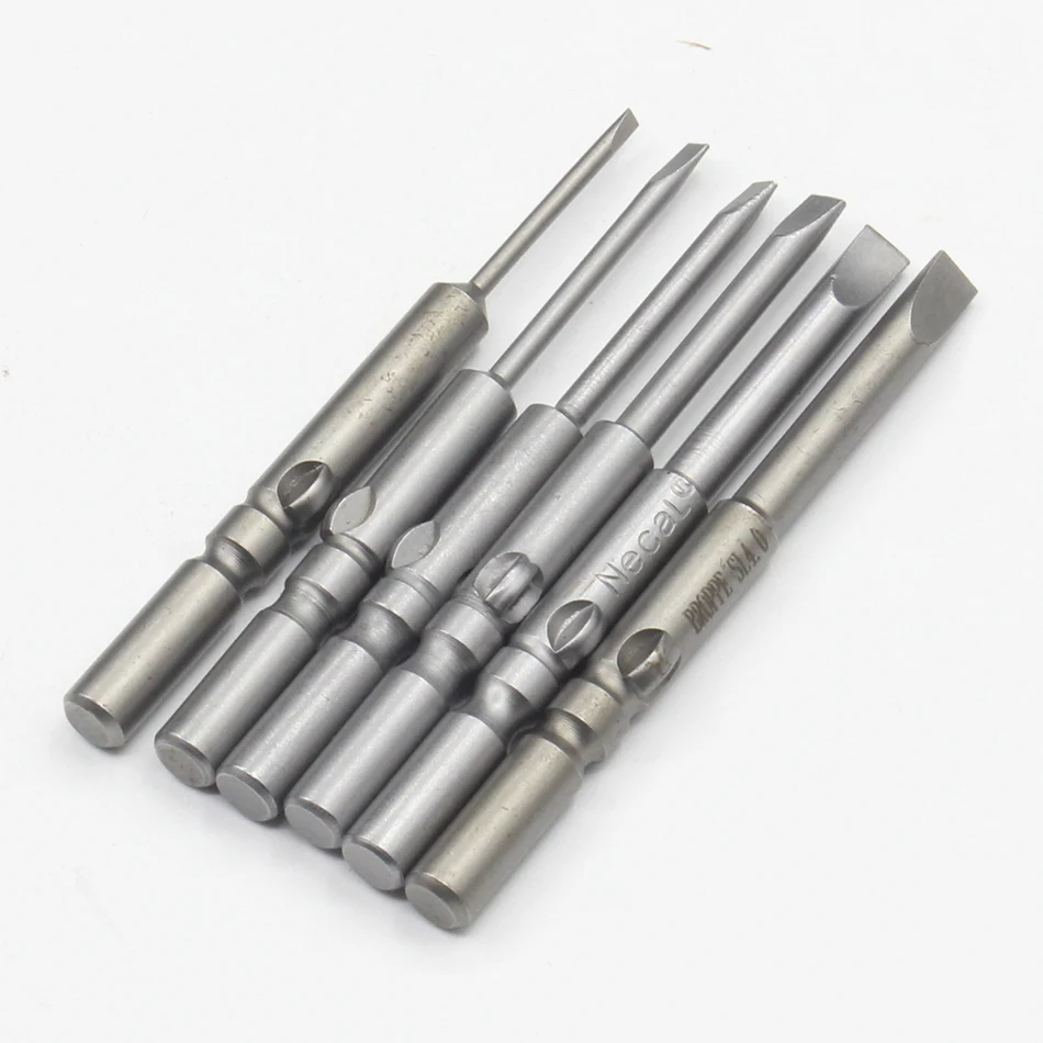 1Pcs 801 5mm Round Shank Slotted Screwdrivers Bits 1.6mm-5mm S2 Alloy Steel Magnetic Flat Head Slotted Tip Tools