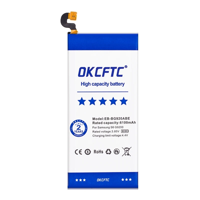 OKCFTC Original Phone Battery EB-BG920ABE For Samsung GALAXY S6 SM-G920 G920F G920i G920A G920V G9200 G9208 G9209 6100mAh