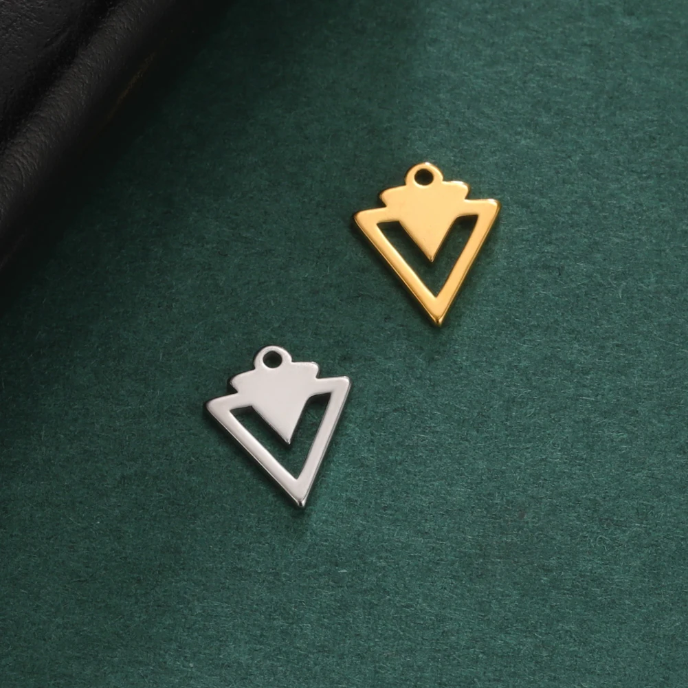 EUEAVAN 5pcs/lot Stainless Steel Charms for Jewelry Making Geometric Triangle Square Pendant for Bracelets Earrings Accessories