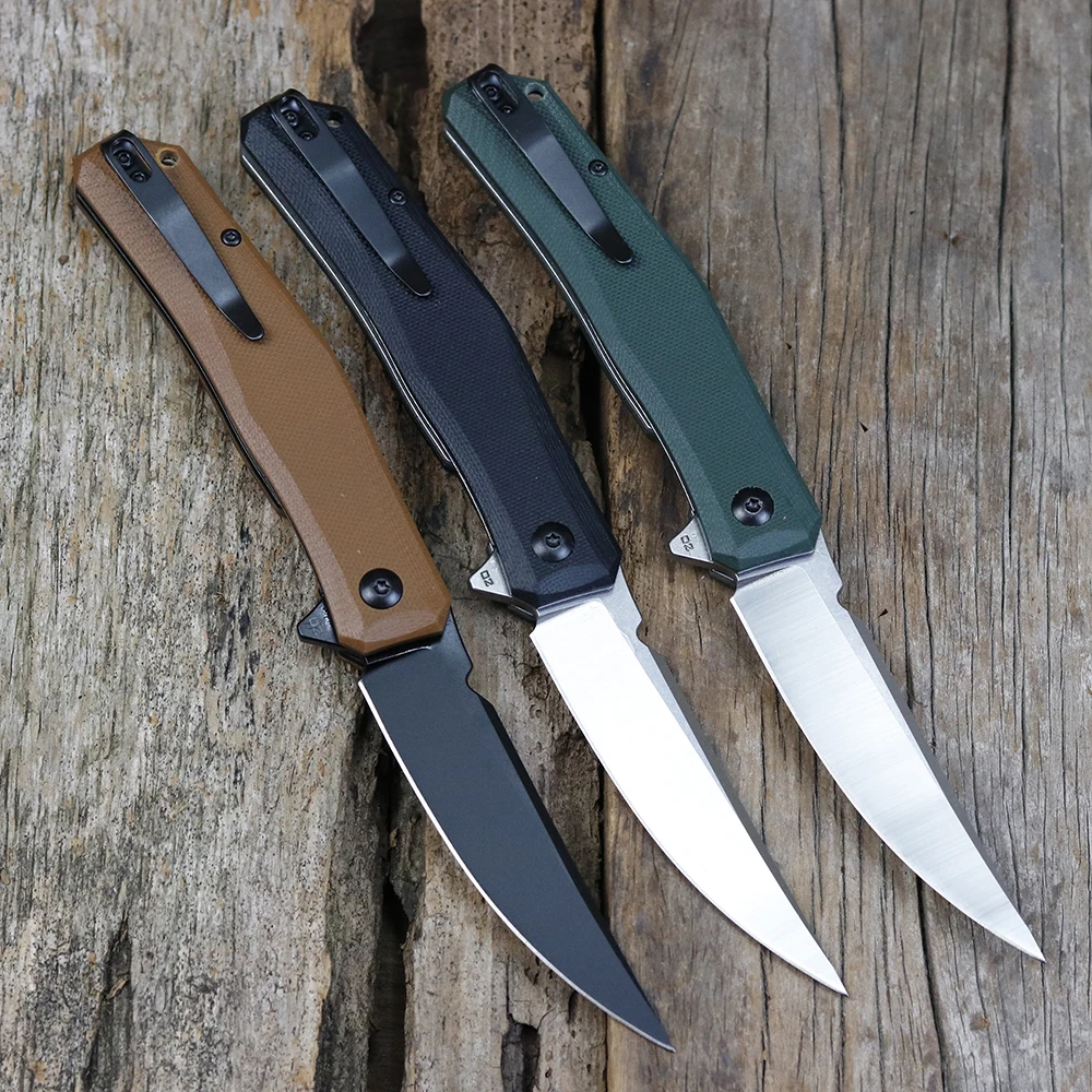 New 3 Colors Folding Knife J111 Ball Bearing D2 Blade G10 Handle Tactical Outdoor Camping Hunting Kitchen Fruit Knife EDC Tool