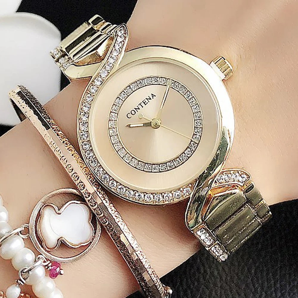 New Ladies Wrist Watches New Fashion Dress Watch Women Crystal Diamond Watches Stainless Steel Silver Clock Women Montre Femme