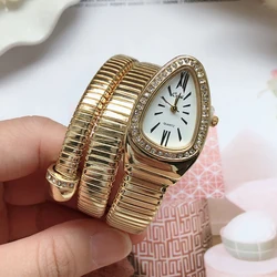 2021 Reloj Mujer Luxury Gold Snake Winding Watches Women Fashion Crystal Quartz Bangle Bracelet Watches Ladies Watches Gifts