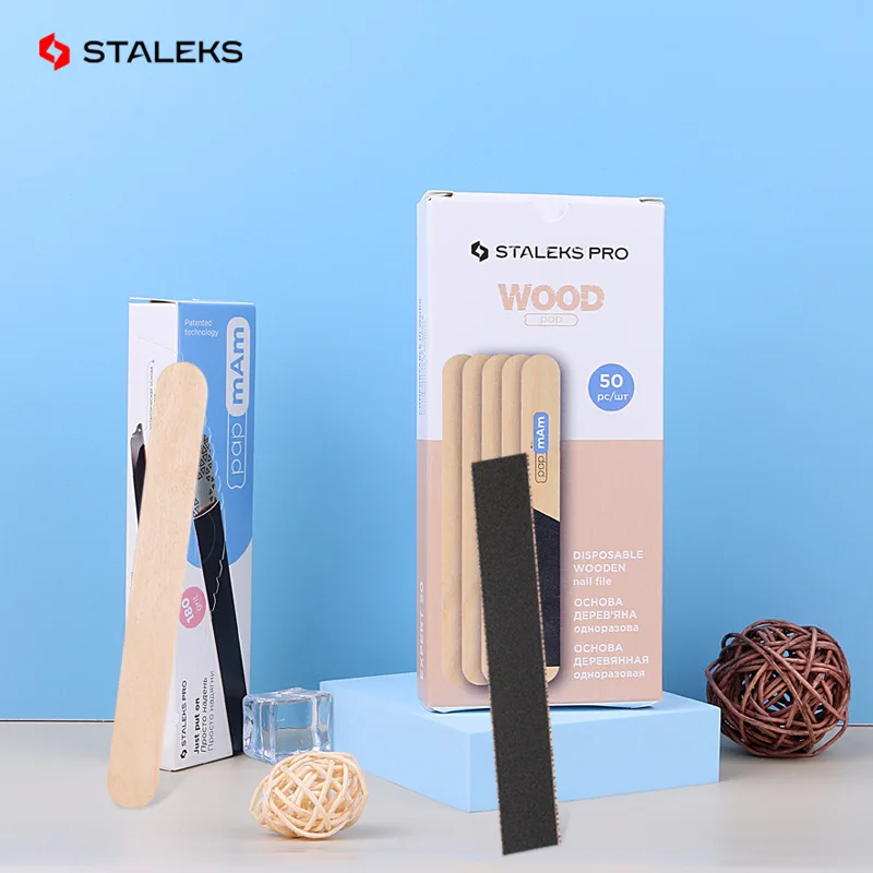 Staleks Wooden Stick Board Nail Sand Strip High Quality Disposable Manicure Sanding Strip Rubbing Strip Manicure Tool Set