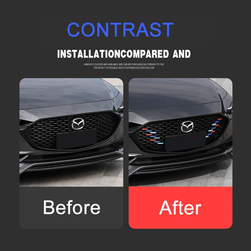 Pegatina decorativa para parrilla delantera de coche, embellecedor de Color para Mazda 3, Axela, Sedan BP, accesorios 2020, 2021, 2022, 2023