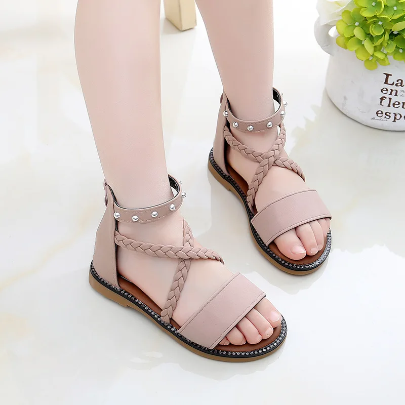 2020 Fashion New Rome Rivet Kids Shoes Girls Dress Sandals Children Kids Summer Shoes For Big Girls 3 4 5 6 8 9 10 11 12 Years