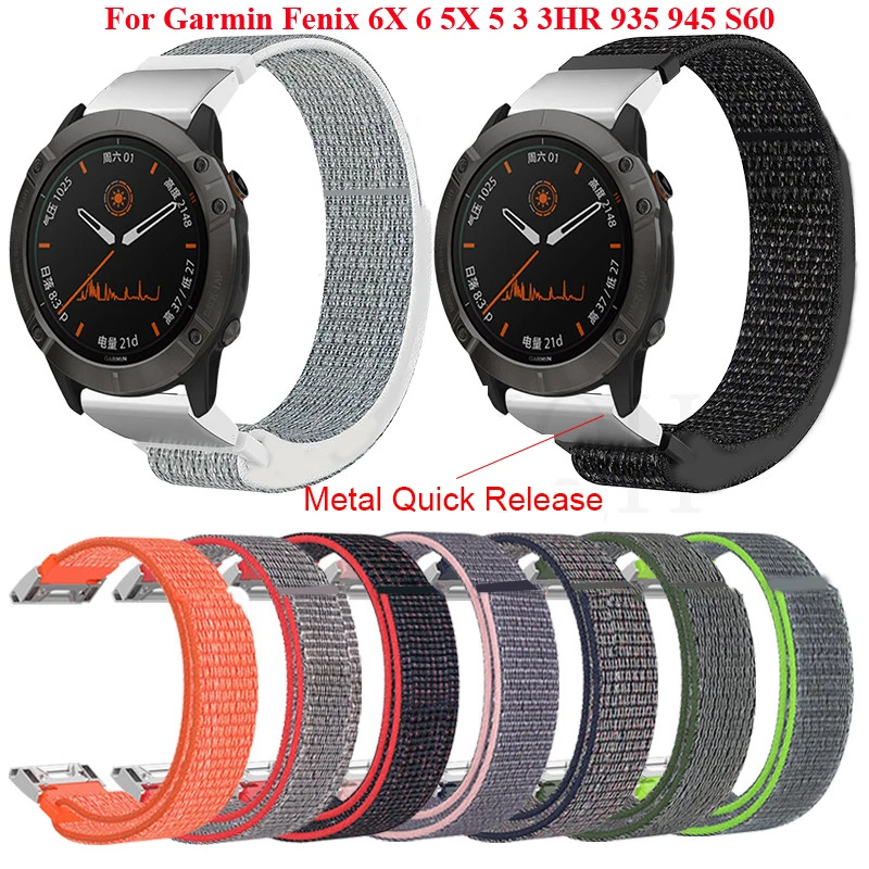 

Быстросъемный нейлоновый ремешок для часов Garmin Fenix 6X 6 Pro Fenix 5X 5 3/3HR 935 945, металлический соединитель