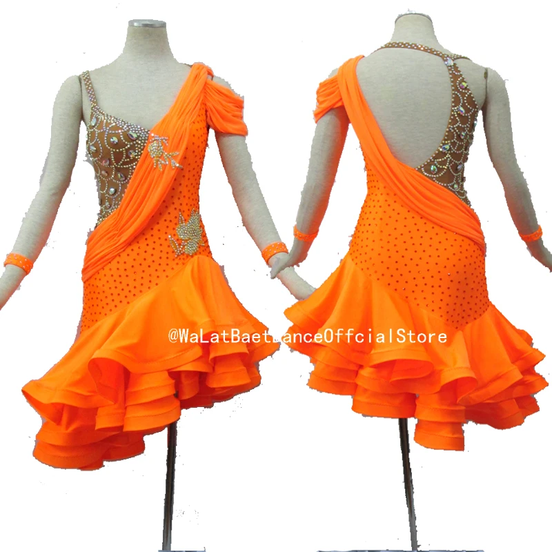 

Free Customized Color Style Latin Women Girl Latin Competition Dress Training Uniform for Ballroom Dancing Clothing Samba Shorts
