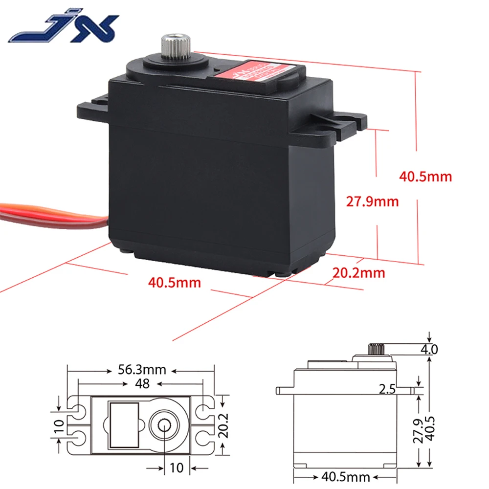 JX Servo PDI-5508MG 55.6g 8.2kg bezrdzeniowy serwomechanizm cyfrowy z metalowymi zębatkami do helikoptera RC samochód ciężarowy Buggy ramię robota łódź