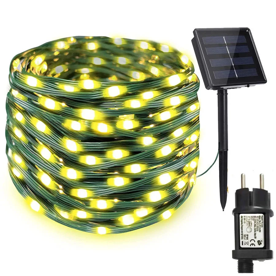 

DC24V/Solar Powered Upgrade Green PVC Wire LED Garland String Light Outdoor 10M 20M 50M 100M Christmas Patio Fairy Light String