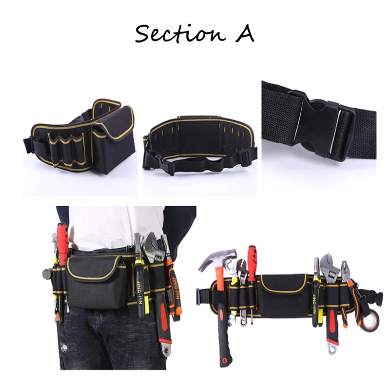 Multifunctional Tool Bag Waterproof Canvas Electrician Tool Bag Belt Bag Electrician Maintenance Storage Bag 7 Holes 1 Bag