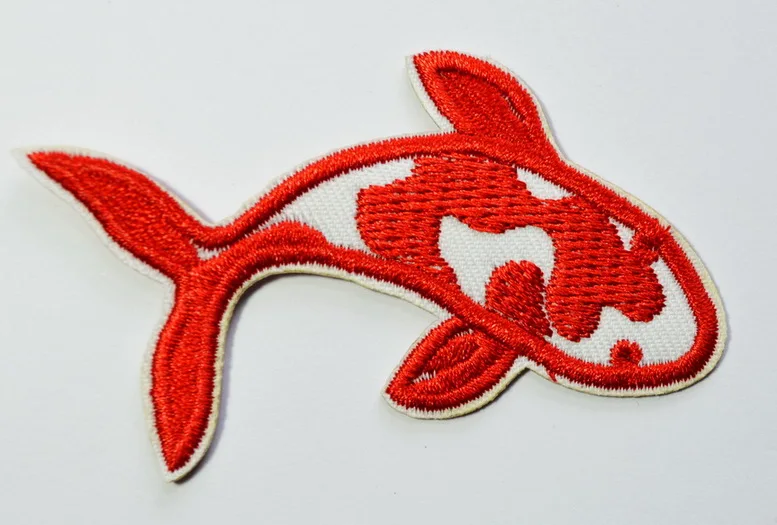 (5 pcs) Japanese koi carp fish tattoo Japan love Red applique iron on patch new ( about 5 * 8 cm)