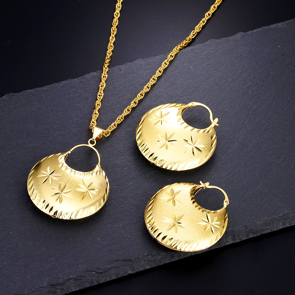 Ethlyn Senegal  Gold Color Jewelry Sets of 2 piece PNG Bag Shape Necklace Earrings for African Women S92