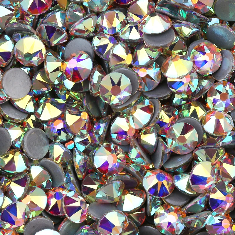 New Cut Facets 8 big 8 small hot back SS10-SS40 Crystal AB Iron On Rhinestone Hot Fix Rhinestones for Clothing Strass