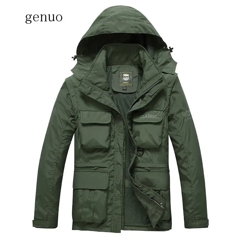 

Men's Jackets Spring Autumn Men's Outdoors Jacket Casual Travels Windbreaker Coat Hooded Jacket Removable Sleeve Outerwear Male