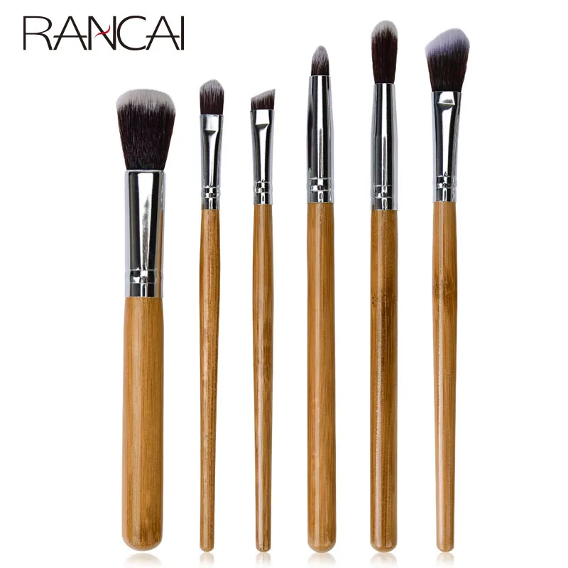 6 pezzi pennelli per trucco in bambù fard Concealer Eyes Eyeshadow sopracciglio Lip Smudge Brush cosmetici strumenti di bellezza Pincel Maquiagem