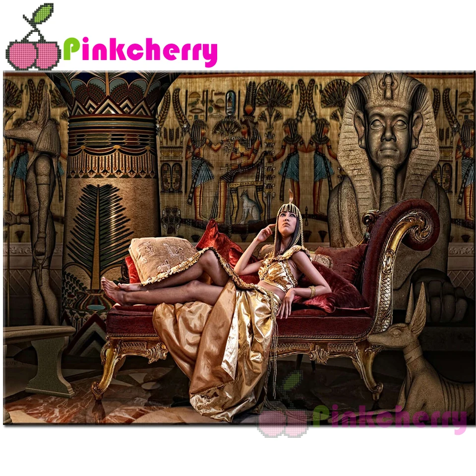 Cleopatra, Queen and Sphynx 5d DIY Diamond Painting Set Full Drill Square/round Picture Art Diamond Paint Mosaic Embroidery k491