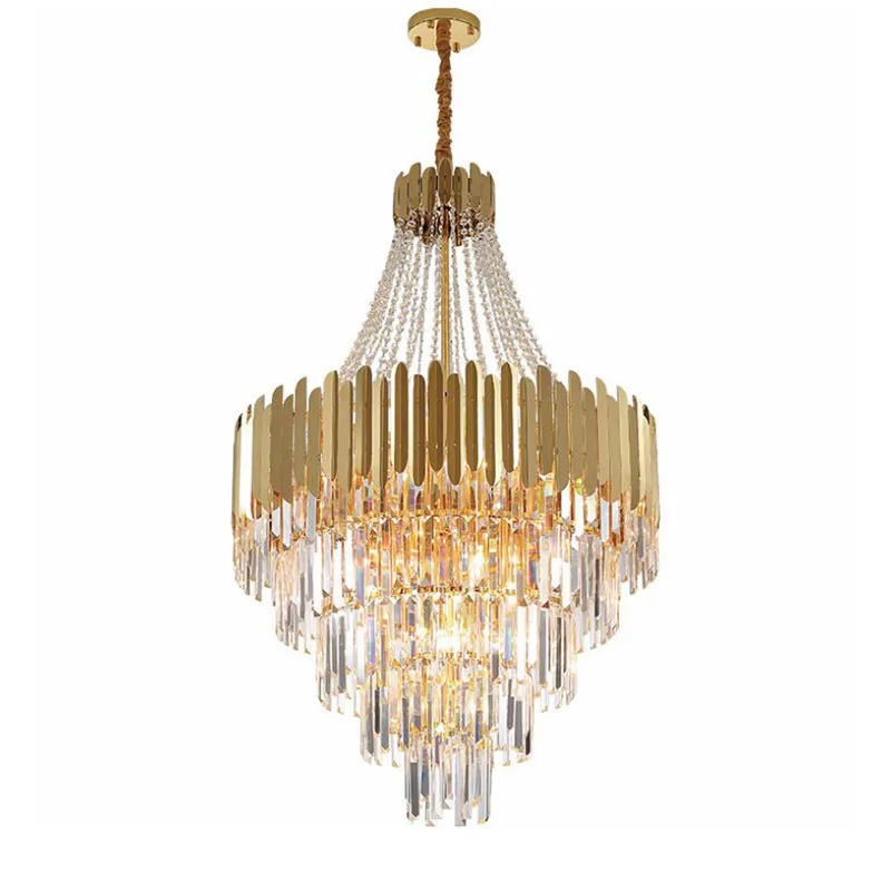 

Manggic Gold Modern Crystal Chandeliers Living Dining Room LED Hanging Lighting Fixture Large Round Home Chandeliers