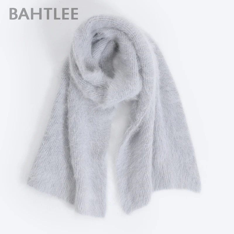 BAHTLEE-Wool Вязаный шейный платок для мужчин и женщин, ангорский шарф, согревающий, идеальный нейтральный, зима