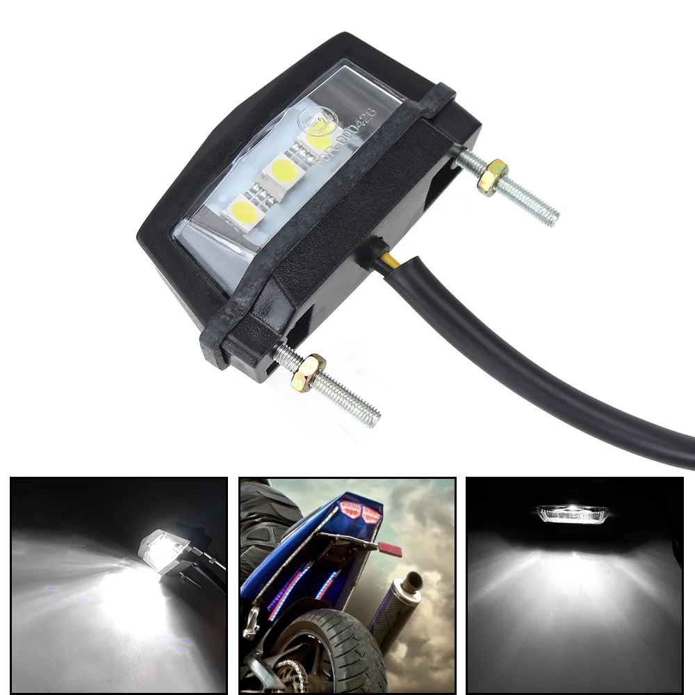 12V Motorcycle Taillight LED License Plate Light Rear Stop Brake Signal Lamp Running White Moto Motorbike Accessories Universal